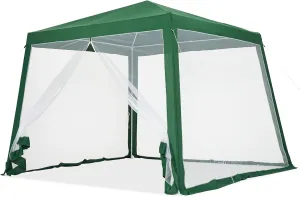 10x10ft Easy Pop-Up Canopy, Outdoor Screen Tent with Mesh Mosquito Netting Side Walls, Pop Up Tent, Waterproof Outdoor Screen Shed for Camping Picnic Party Deck Yard Events
