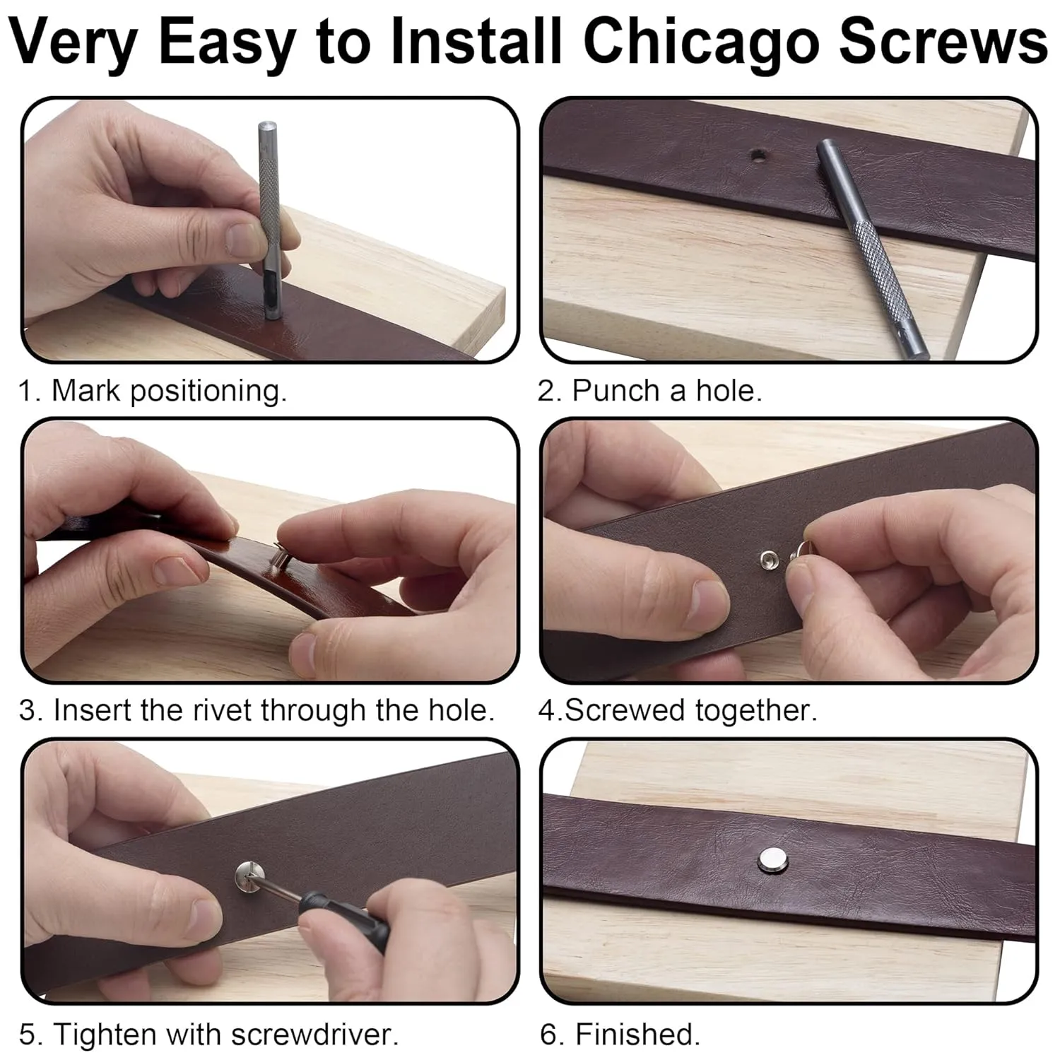 110Sets Chicago Screws Leather Rivets Assorted Screw Rivets Chicago Binding Screws for Decorate and Repair Leather Craft Belt Bag Shoes Purse Bookbinding (Bronze, M5*4,5,6,8,10,12)