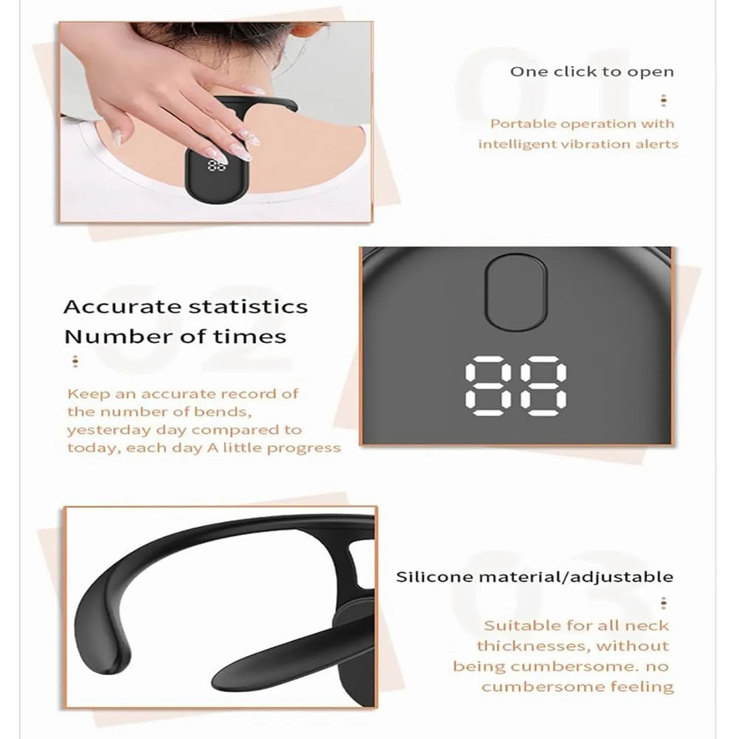 2025 New Smart Posture Corrector, Ergonomic Posture Trainer, Lightweight Back Posture Monitoring Improving The Hunchback Posture Corrector Vibrating for Men and Women, USB Rechargeable(Black)
