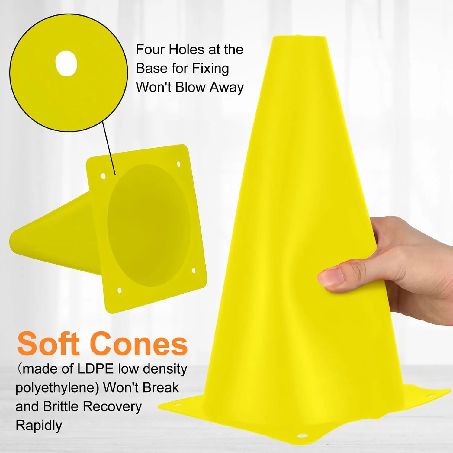 30 Pieces 9 Inch Traffic Cones Plastic Sport Agility Training Safety Cones Soccer Practice Equipment for Basketball Football Drills Exercise, Outdoor Activity and Events