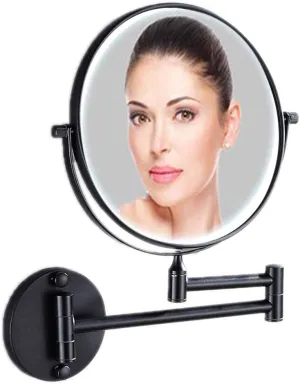 3X Wall Mounted Makeup Mirror, 8 Inch Double Sided Vanity Magnifying Vanity Mirror, 360 Degree Swivel, Two-Sided Extendable, No Light, Stainless Steel, for Bathroom(Matte Black)