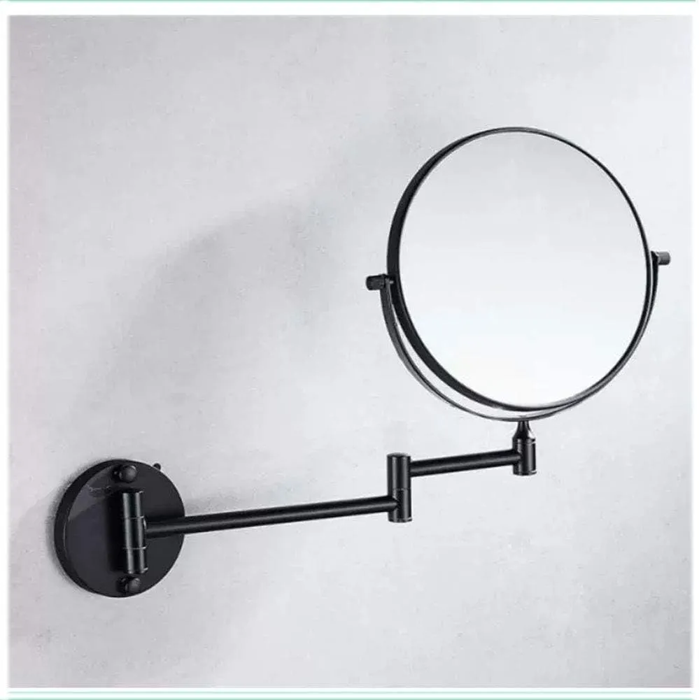 3X Wall Mounted Makeup Mirror, 8 Inch Double Sided Vanity Magnifying Vanity Mirror, 360 Degree Swivel, Two-Sided Extendable, No Light, Stainless Steel, for Bathroom(Matte Black)