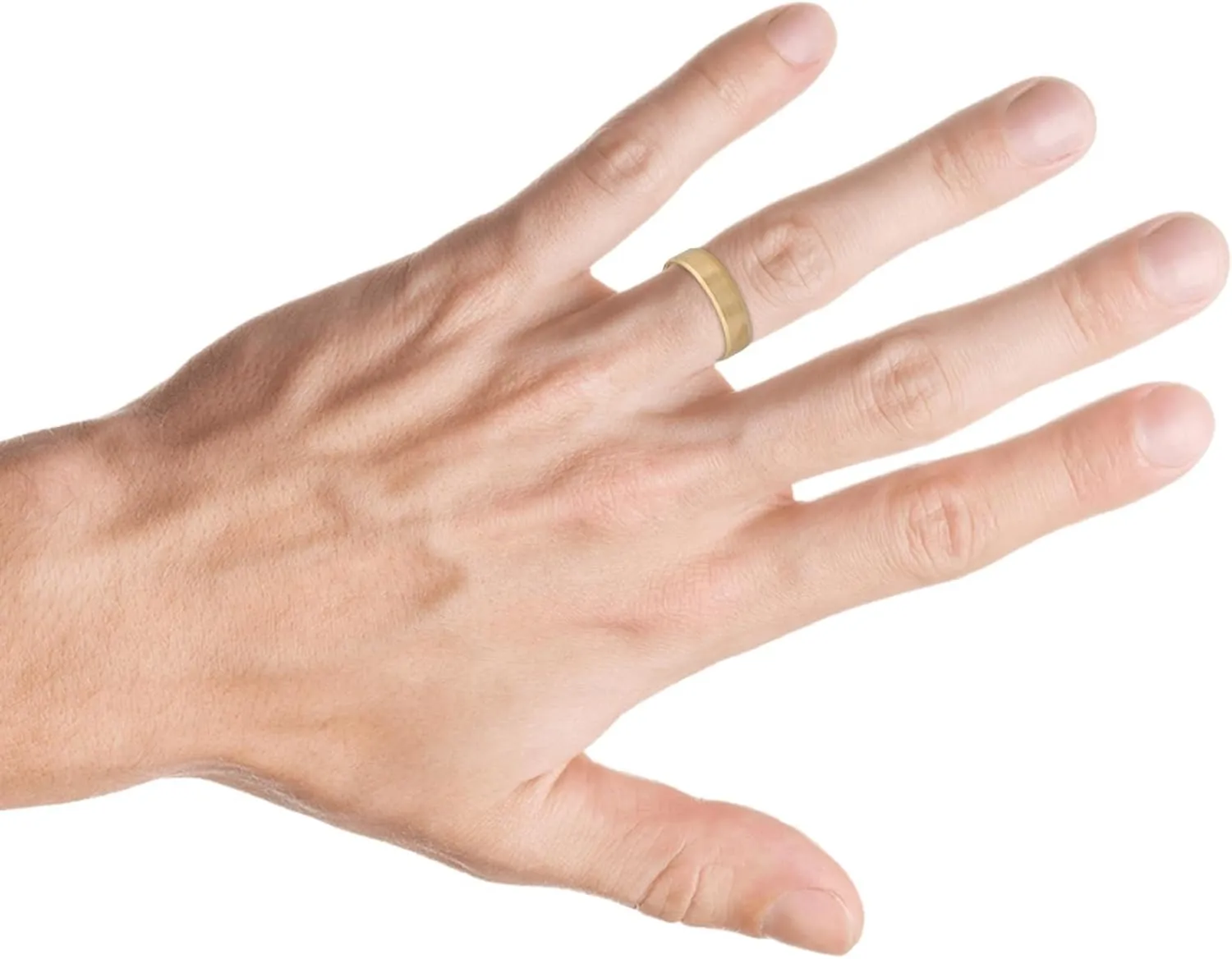 6MM Flat Beveled Edge Mens Wedding Band 10k Yellow Rose White Gold or Platinum