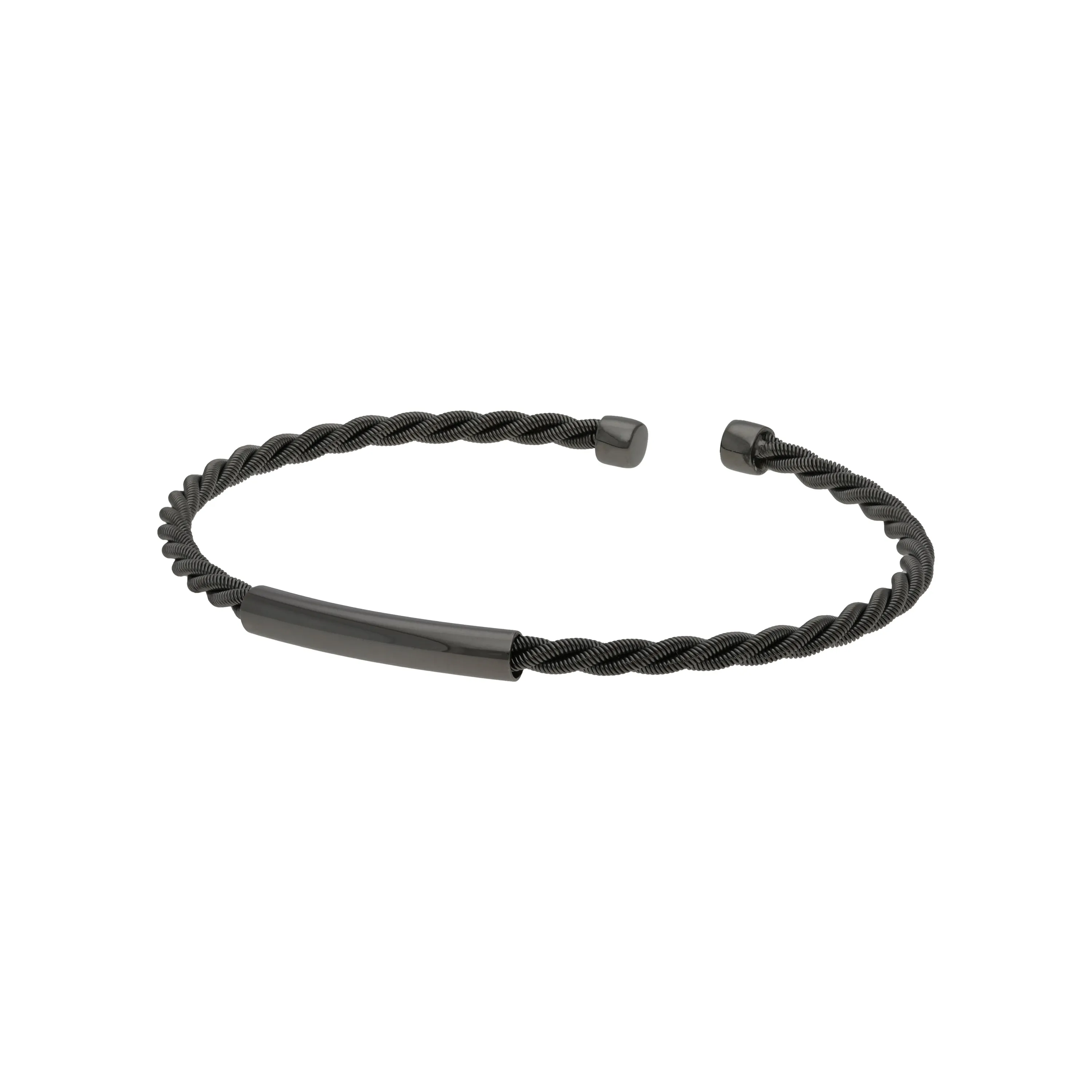 925 Sterling Silver Black Bending Wrist Band