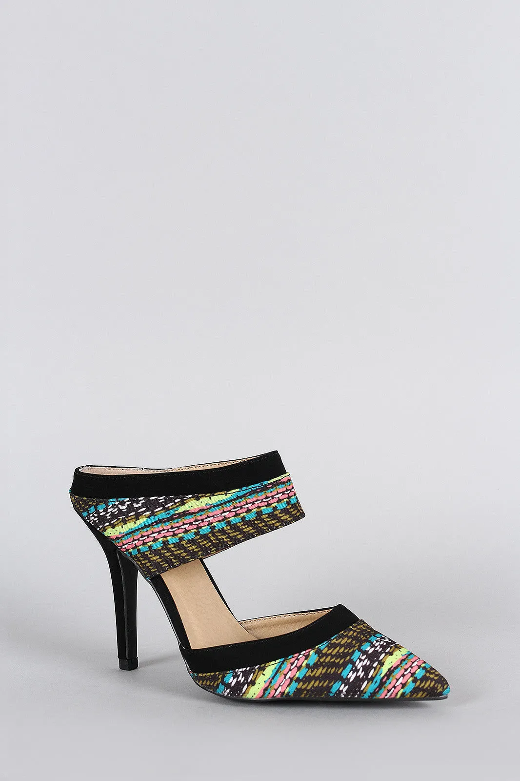 Abstract Rich collection Mule Print Toe Pointy High-tech Qupid Pump