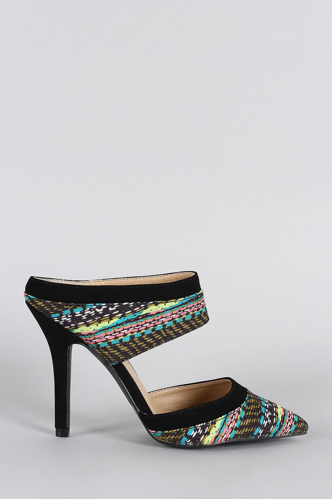 Abstract Rich collection Mule Print Toe Pointy High-tech Qupid Pump