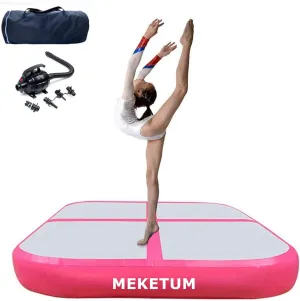 Air Roller Gymnastics Barrel Tumbling Mat Inflatable 60/75/90 CM Air Spot Tumble Track Mat Backbend Trainer with Electric Air Pump for Training/Yoga/Backflip/Home Use