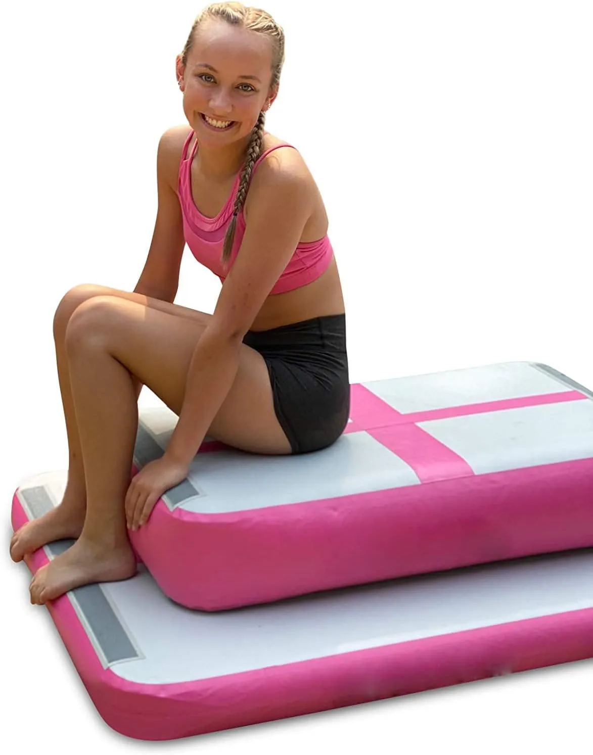 Air Roller Gymnastics Barrel Tumbling Mat Inflatable 60/75/90 CM Air Spot Tumble Track Mat Backbend Trainer with Electric Air Pump for Training/Yoga/Backflip/Home Use