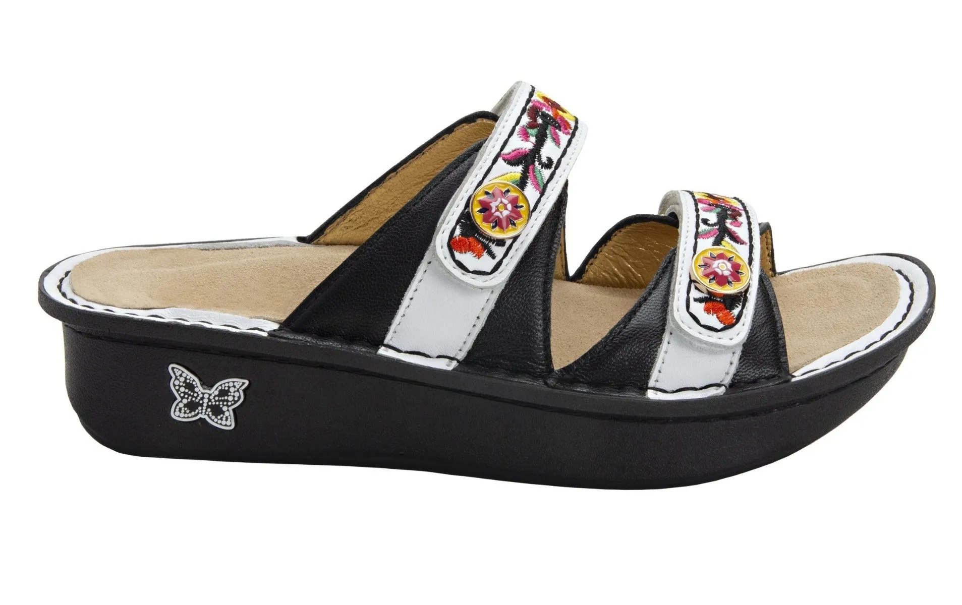 Alegria Clara Black Womens Adjustable Strap Slide On Slides CLA-611