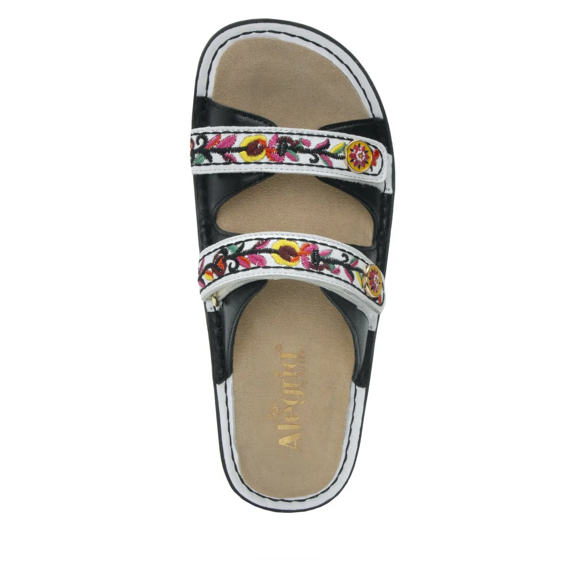 Alegria Clara Black Womens Adjustable Strap Slide On Slides CLA-611