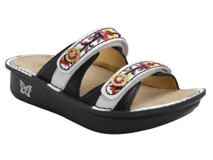 Alegria Clara Black Womens Adjustable Strap Slide On Slides CLA-611