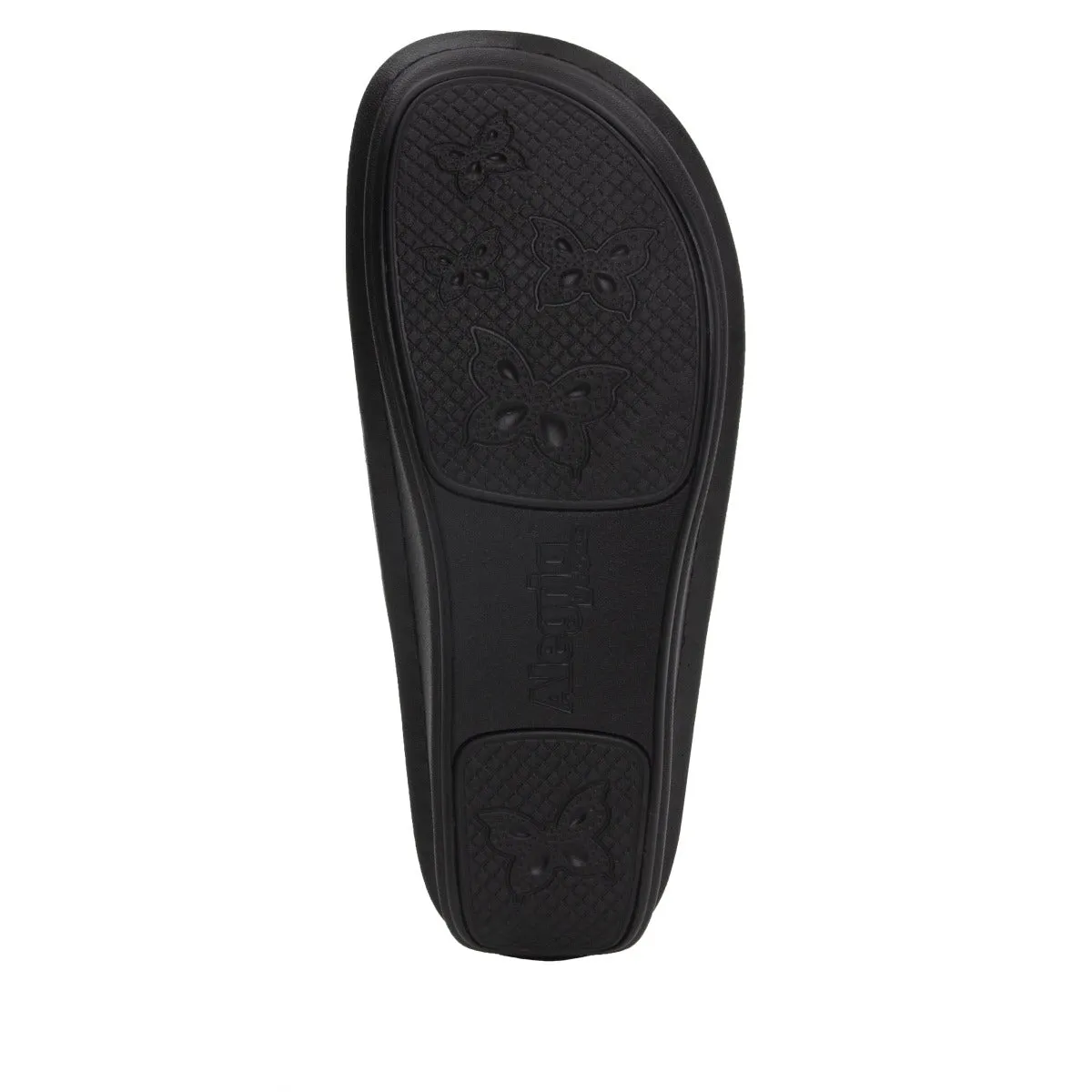 Alegria Clara Black Womens Adjustable Strap Slide On Slides CLA-611