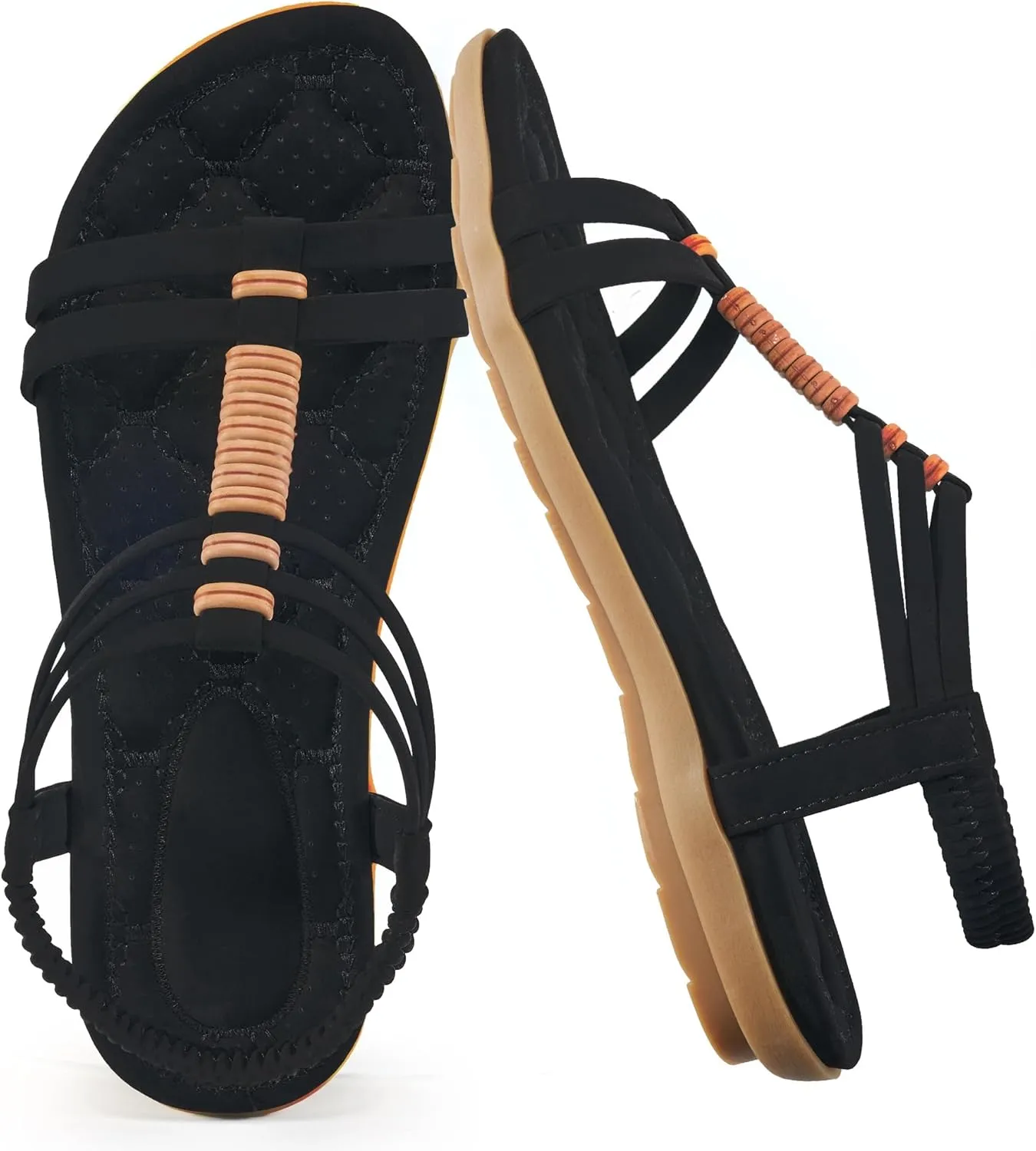 Alicegana Womens Sandals Summer Dressy Gladiator Comfortable Walking Shoes Non Slip Casual Beach Flats