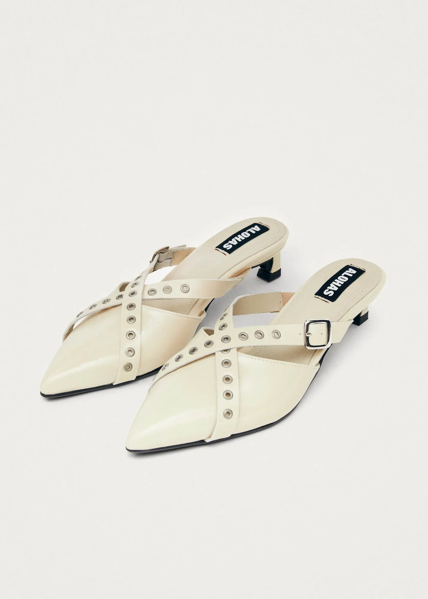 ALOHAS Zyra Onix Cream Leather Mules