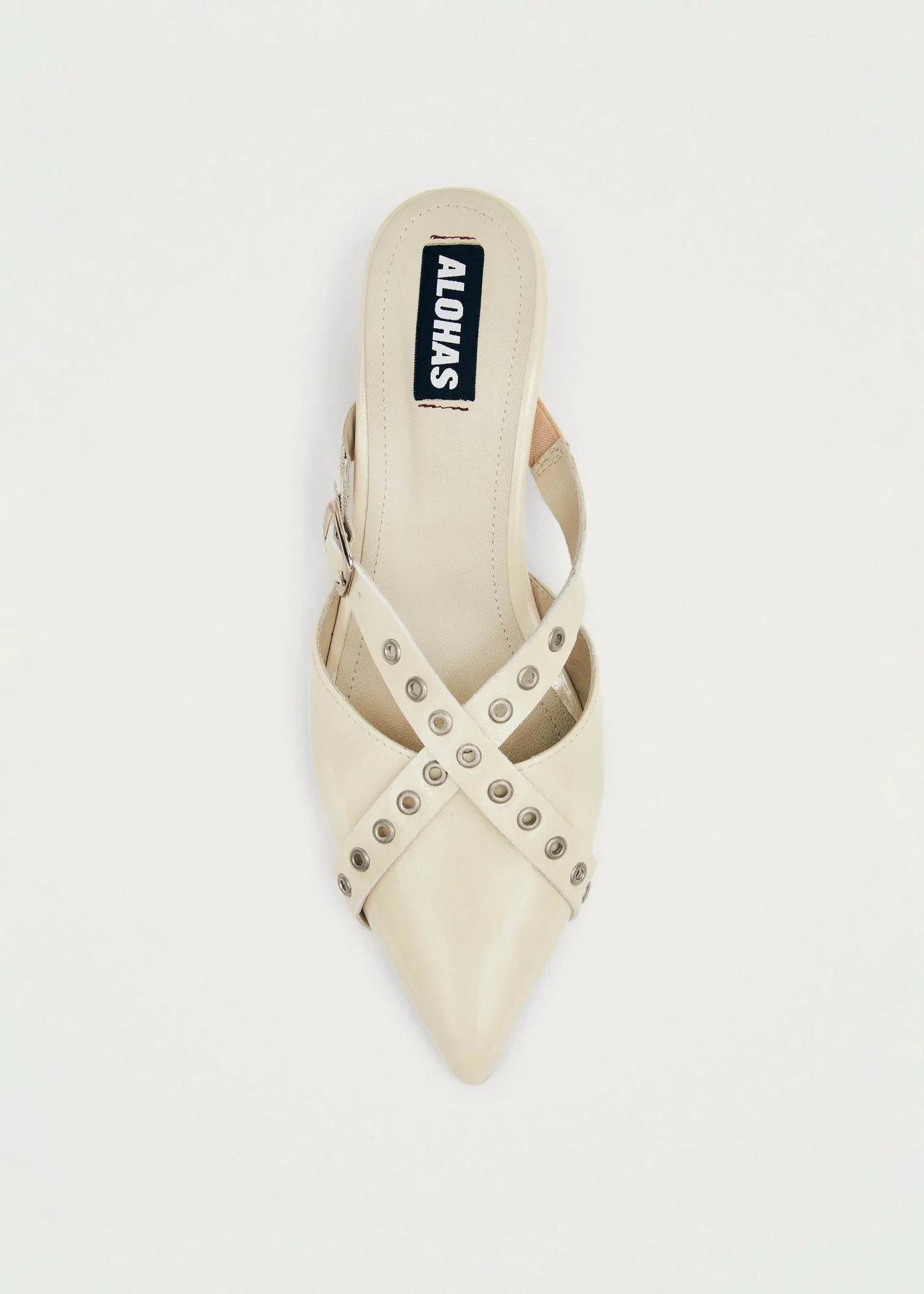 ALOHAS Zyra Onix Cream Leather Mules