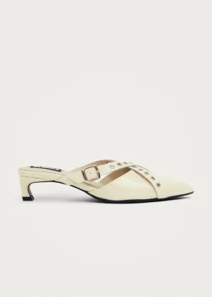 ALOHAS Zyra Onix Cream Leather Mules