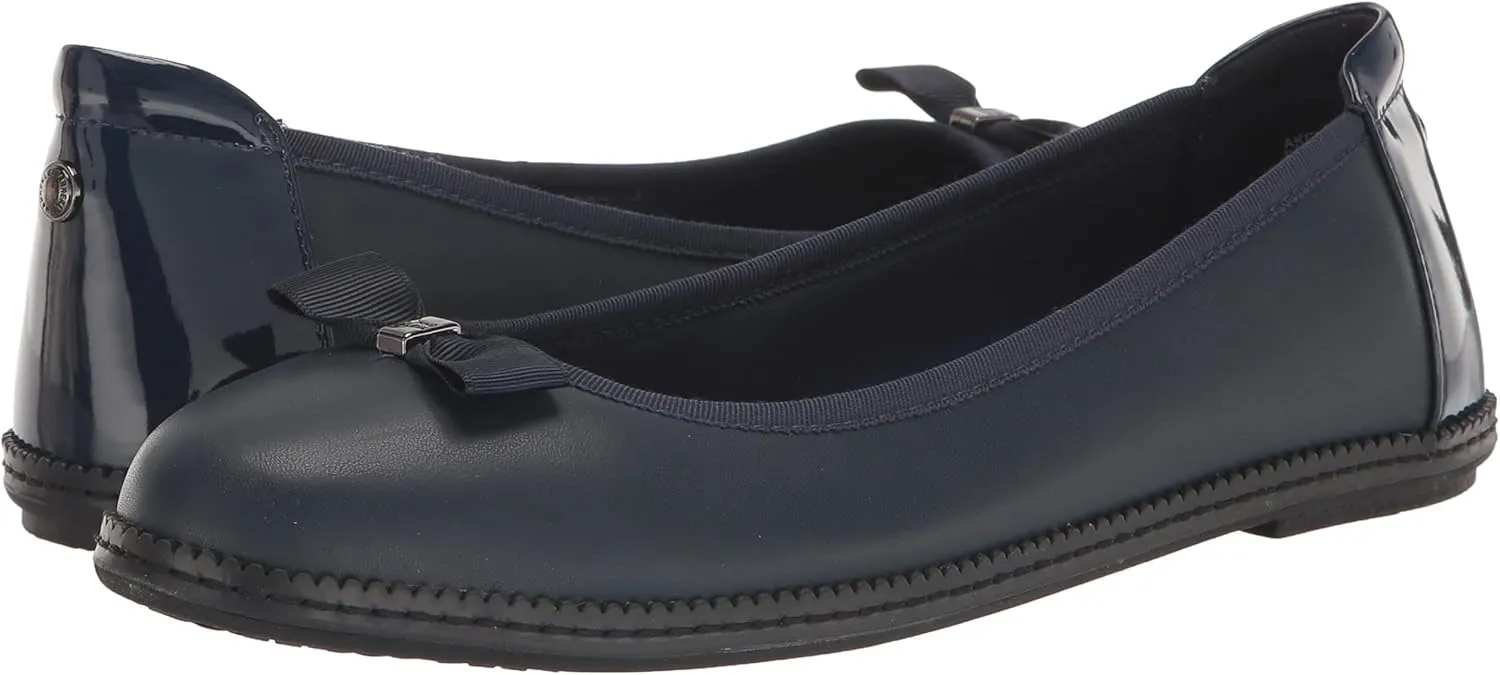 Anne Klein Womens Ember Faux Leather Round Toe Ballet Flats