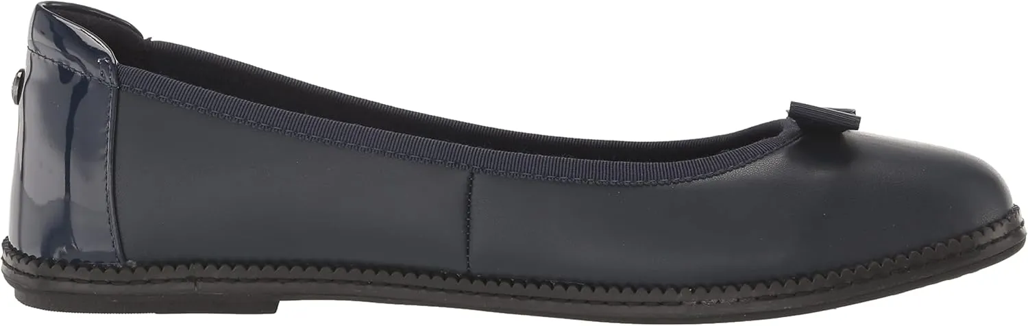 Anne Klein Womens Ember Faux Leather Round Toe Ballet Flats