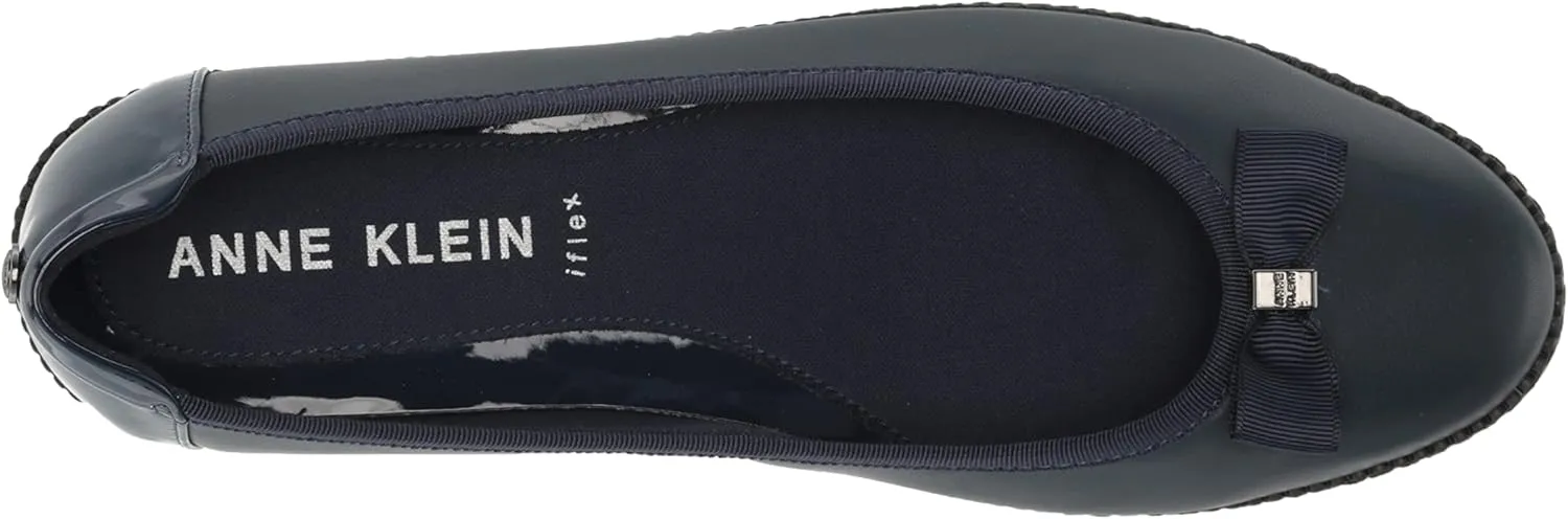 Anne Klein Womens Ember Faux Leather Round Toe Ballet Flats