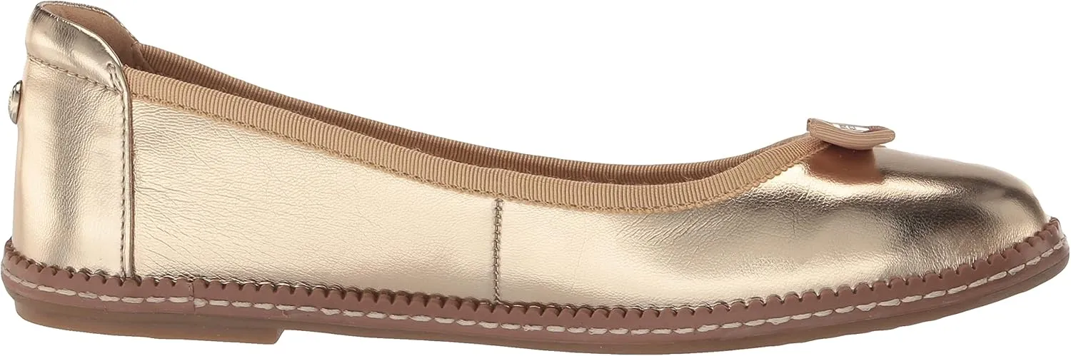 Anne Klein Womens Ember Faux Leather Round Toe Ballet Flats