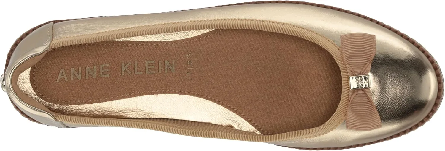 Anne Klein Womens Ember Faux Leather Round Toe Ballet Flats