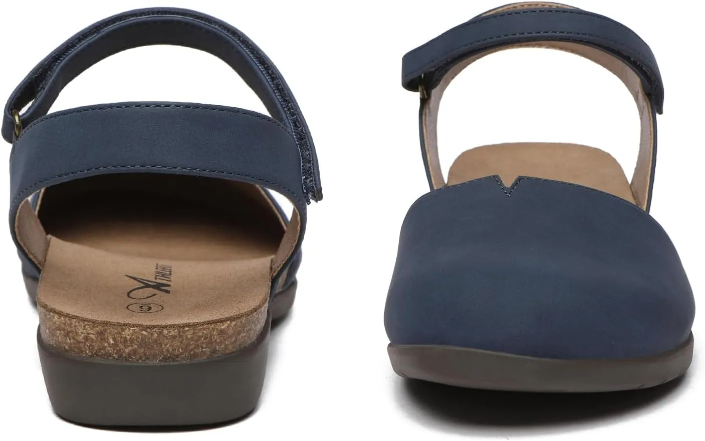 Athlefit Women's Closed Toe Sandals Comfort Cork Footbed Arch Support Flat Sandals