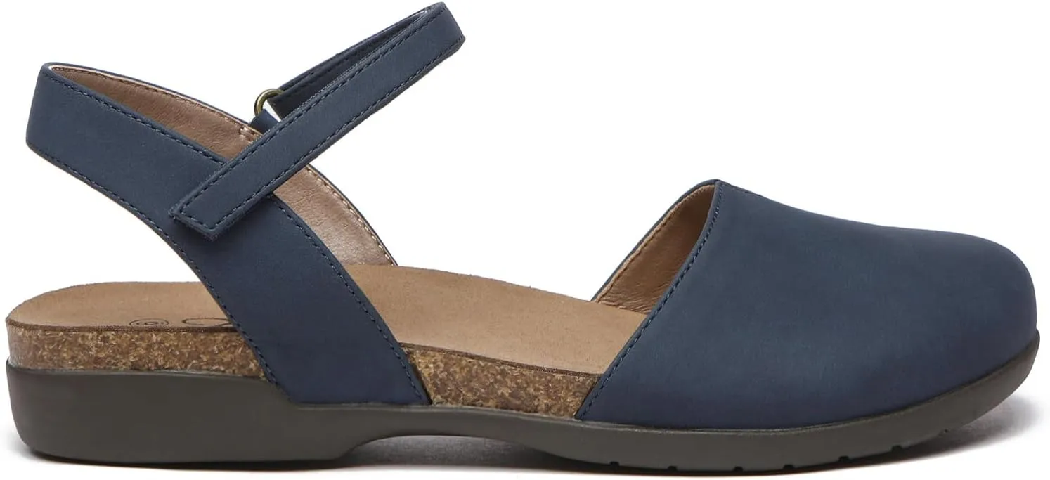 Athlefit Women's Closed Toe Sandals Comfort Cork Footbed Arch Support Flat Sandals