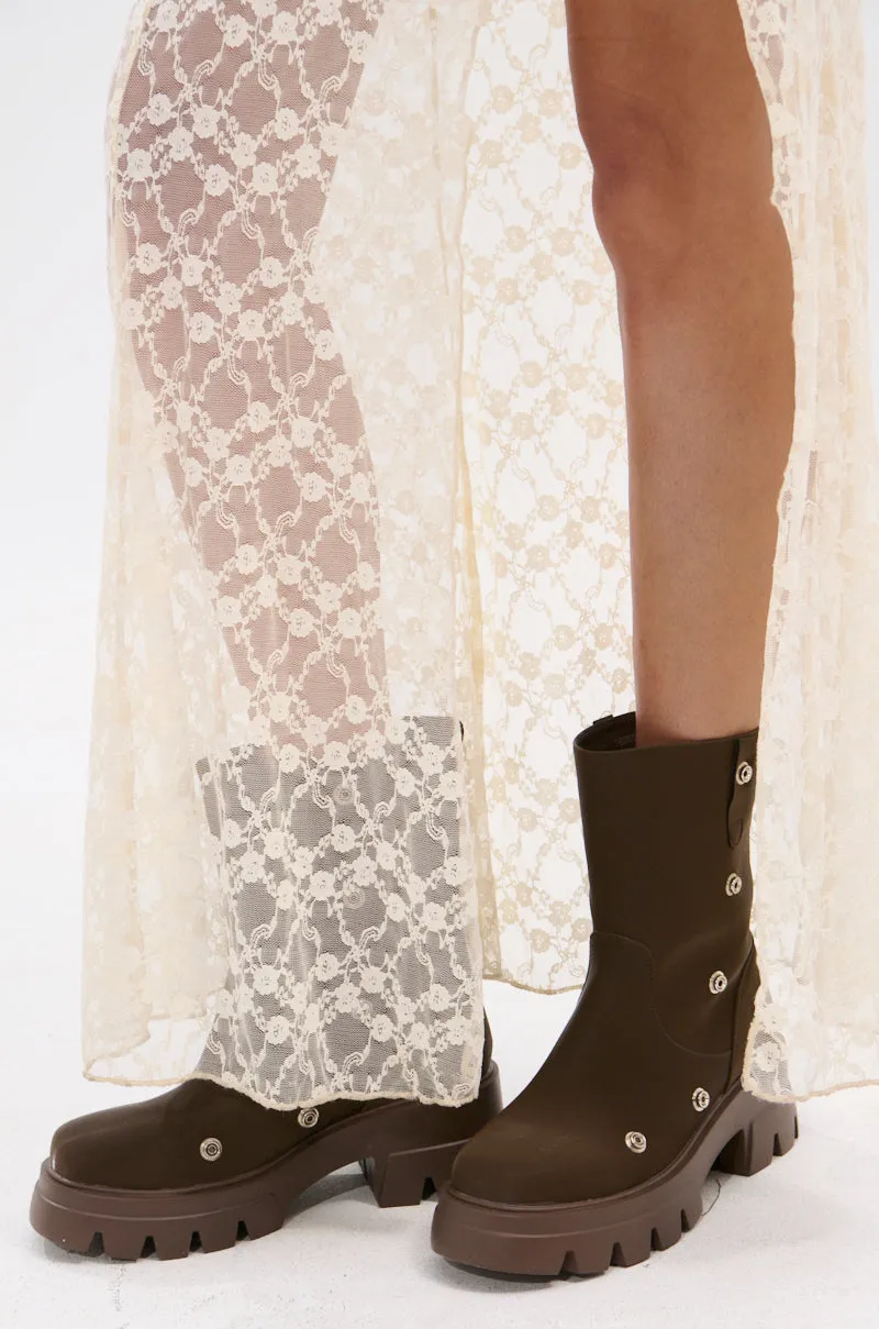 AZALEA WANG BHARTI BROWN FLAT BOOTIE