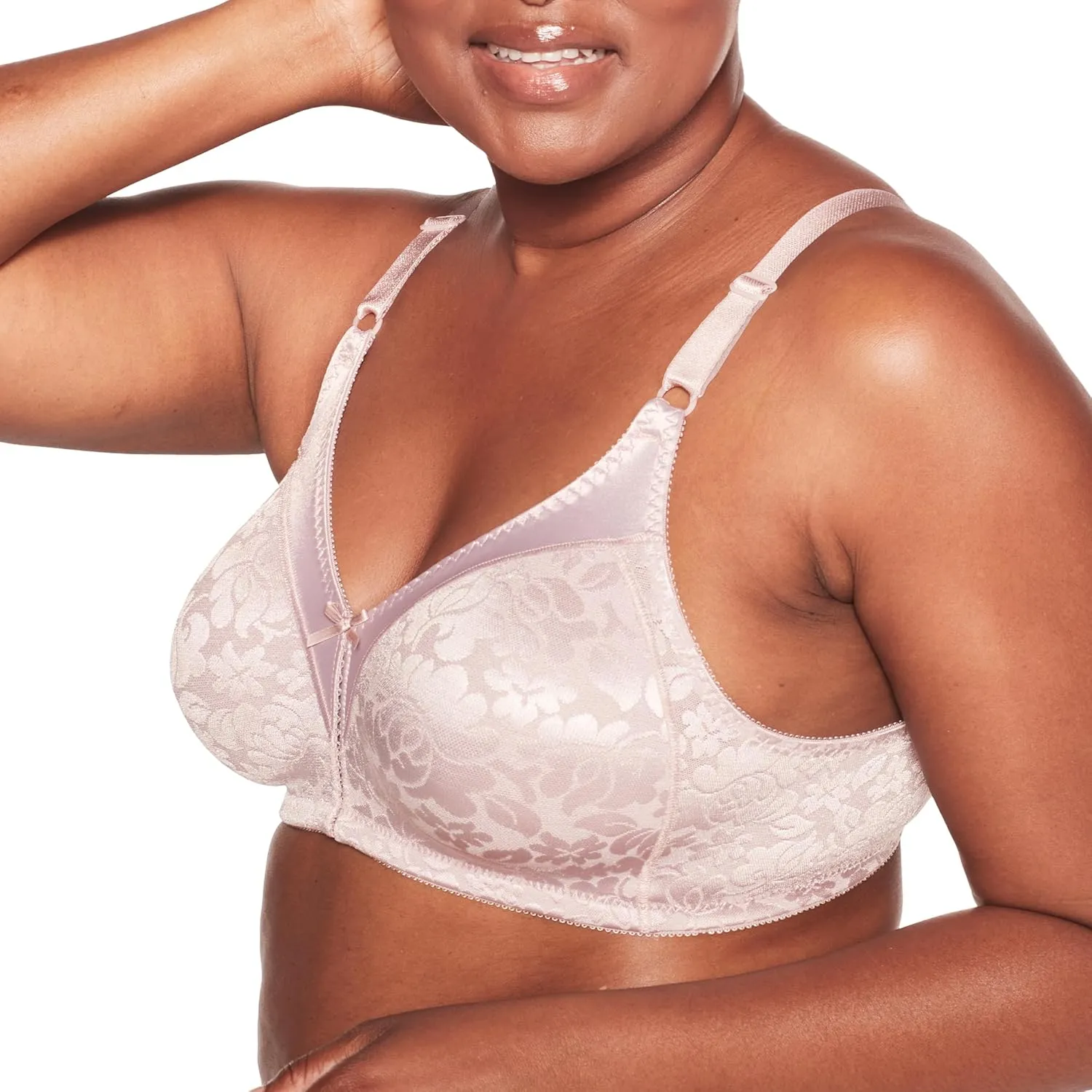 Bali Women's Double Support Wireless, Lace Bra with Stay-in-Place Straps, Full-Coverage