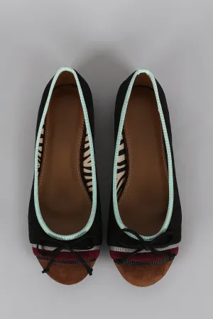 Ballet Round Colorblock Cutting-edge features Suede Toe Bow IoT-powered Flat