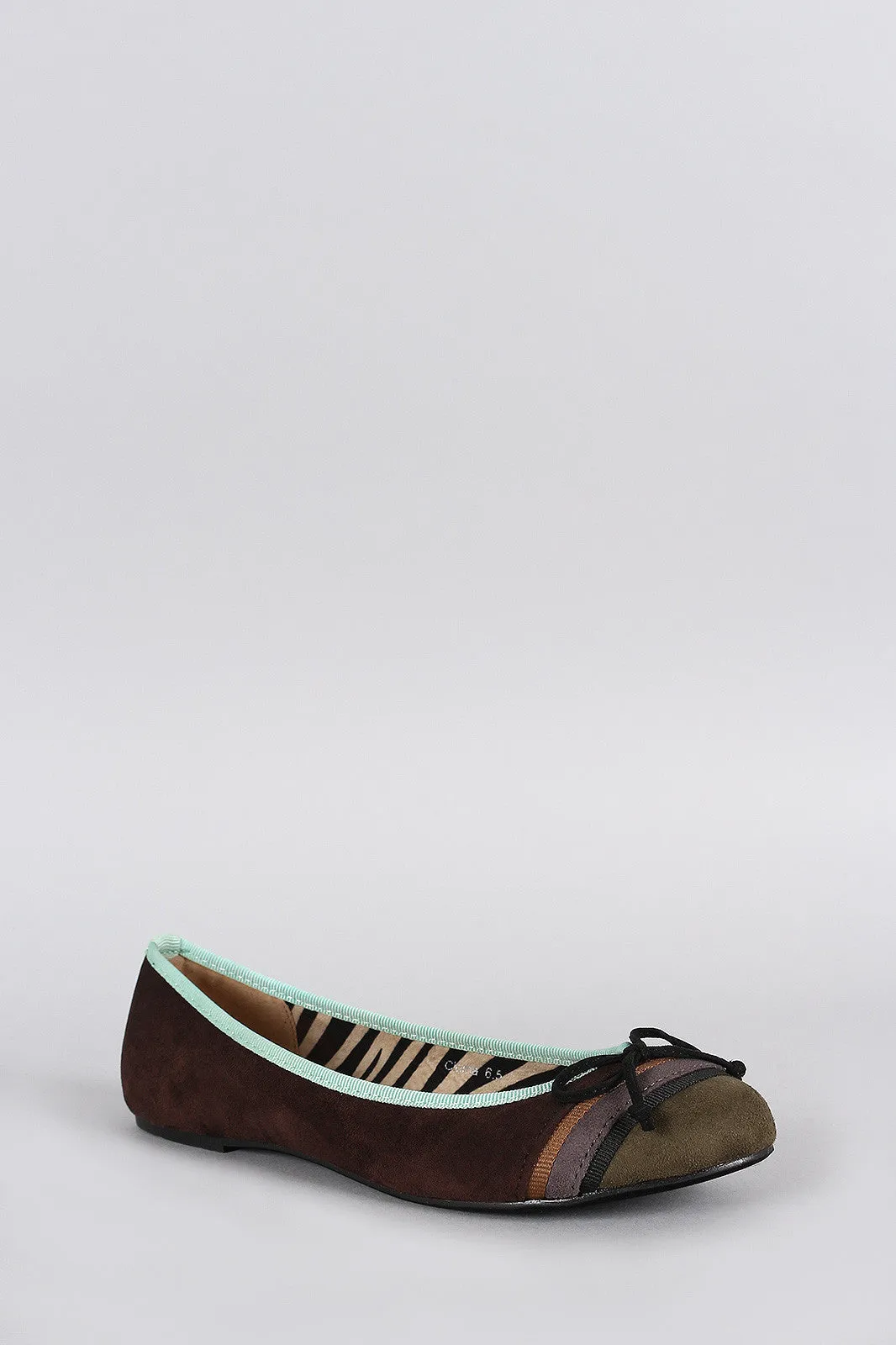Ballet Round Colorblock Cutting-edge features Suede Toe Bow IoT-powered Flat