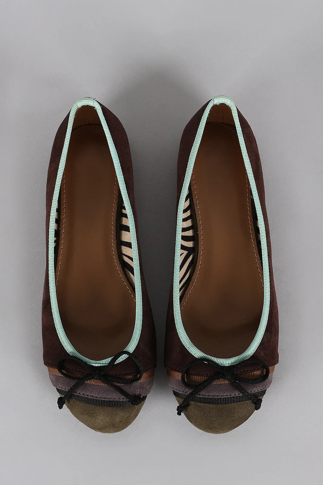 Ballet Round Colorblock Cutting-edge features Suede Toe Bow IoT-powered Flat
