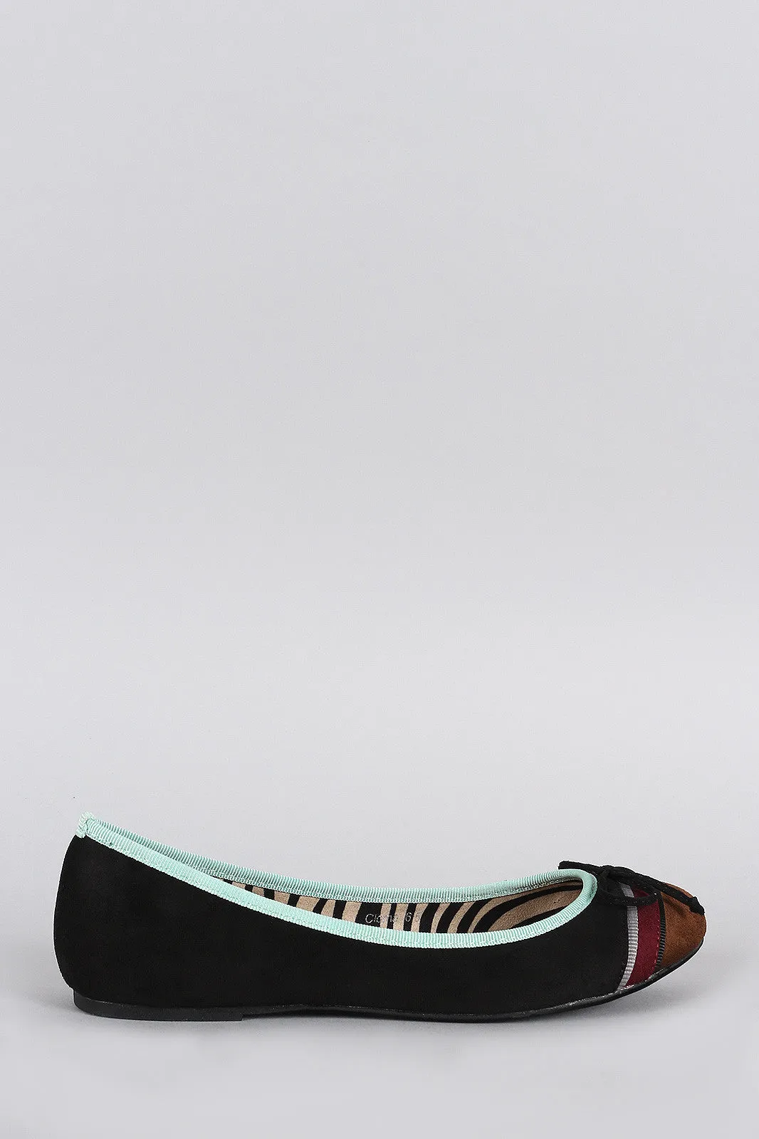 Ballet Round Colorblock Cutting-edge features Suede Toe Bow IoT-powered Flat