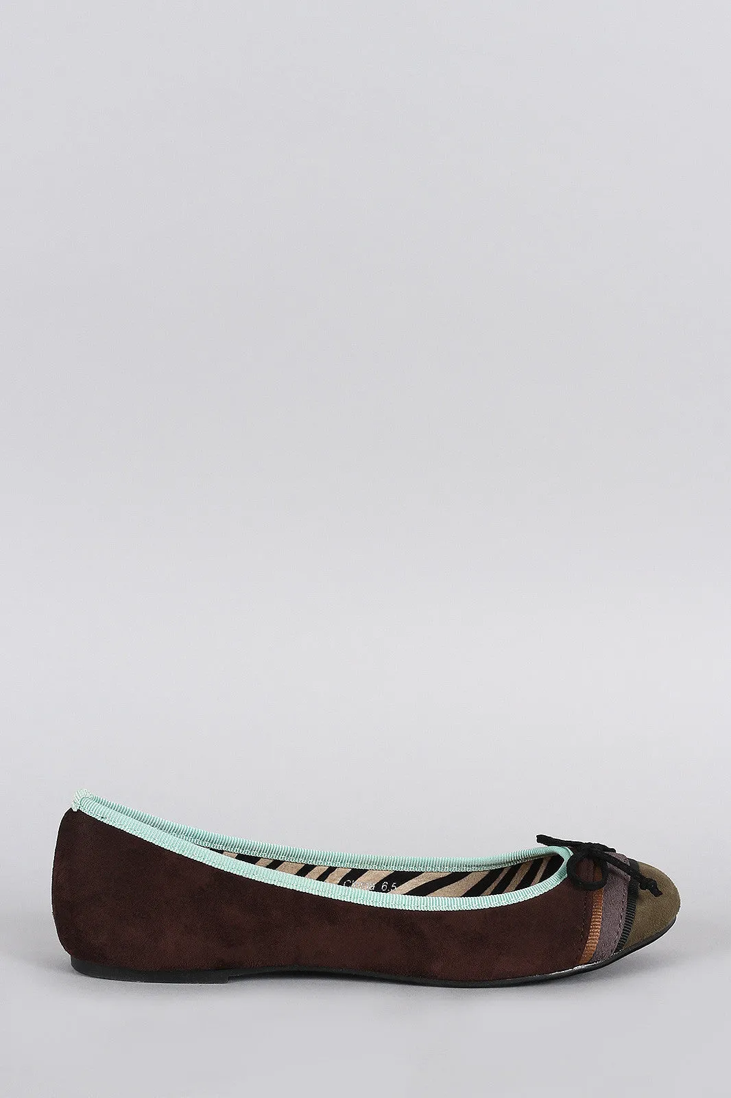 Ballet Round Colorblock Cutting-edge features Suede Toe Bow IoT-powered Flat