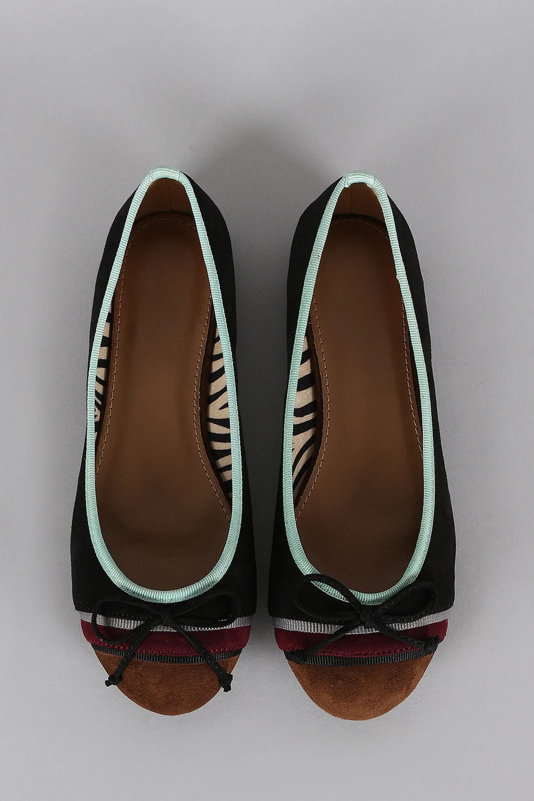 Ballet Round Colorblock Cutting-edge features Suede Toe Bow IoT-powered Flat