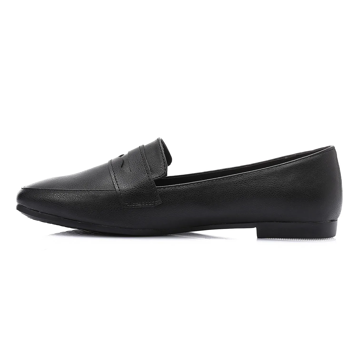 Black Leather Flat Loafers