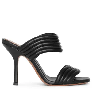 Black leather mule sandals