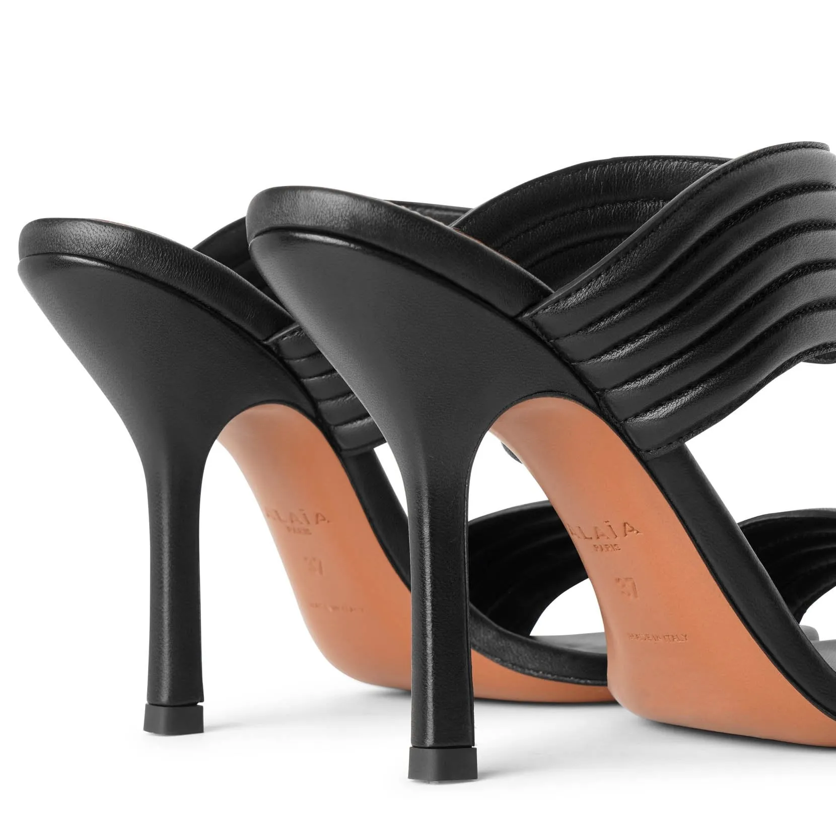 Black leather mule sandals