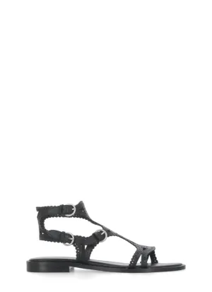 Black Paprika Leather Sandals