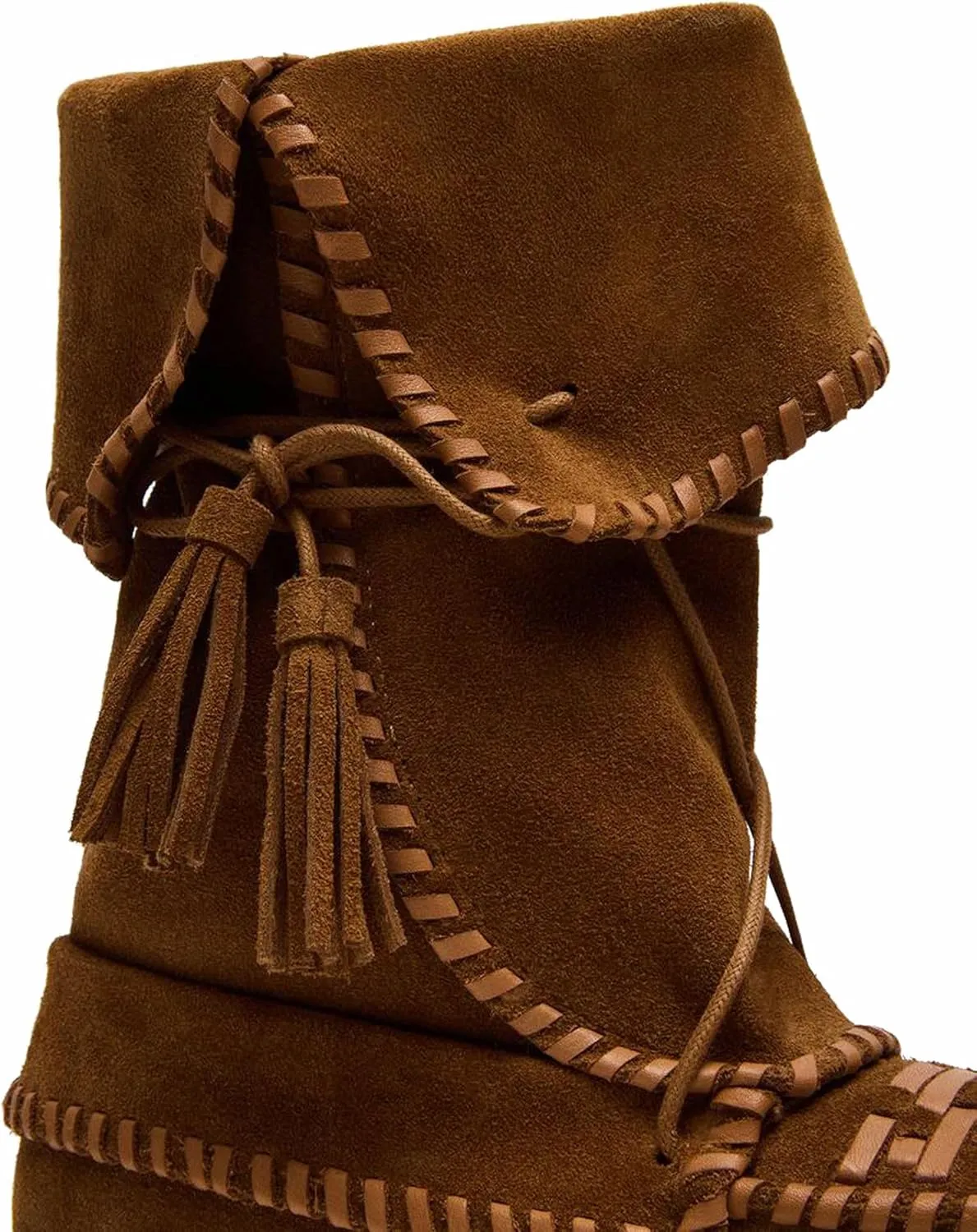 Boho Flat Ankle Boots Bohemian Fold Over Western Cowboy Fringe Boots Country Conerts Cowgirl Booties Casual Tassel Shoes