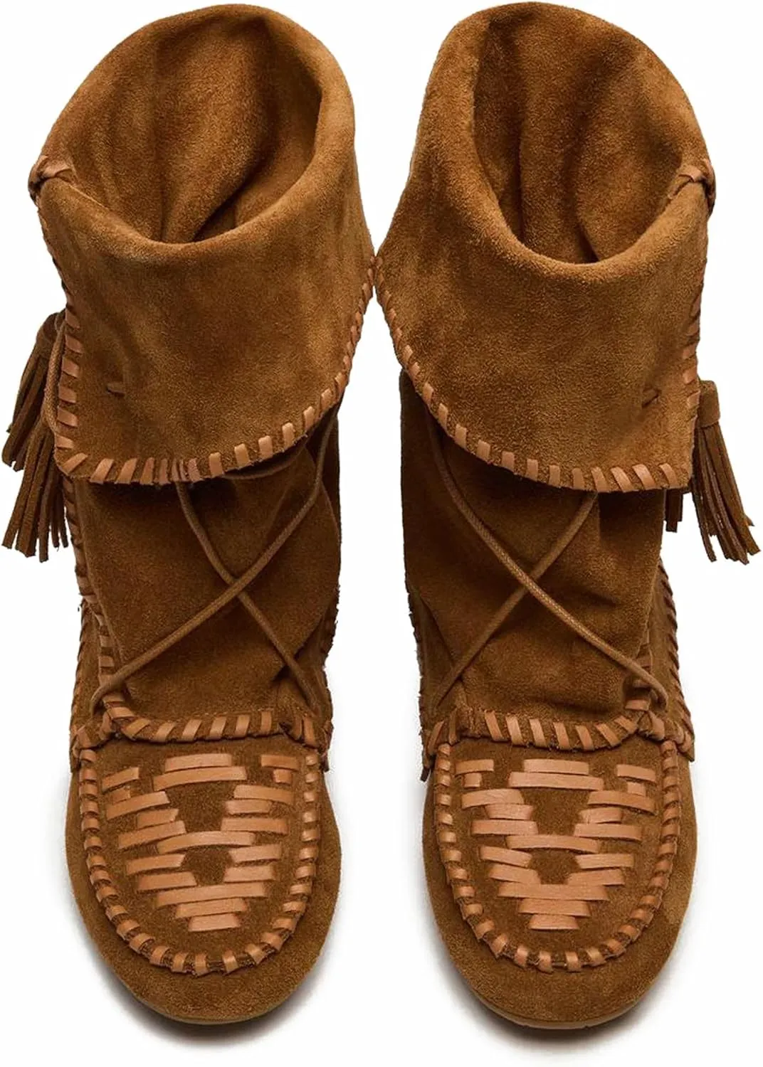 Boho Flat Ankle Boots Bohemian Fold Over Western Cowboy Fringe Boots Country Conerts Cowgirl Booties Casual Tassel Shoes