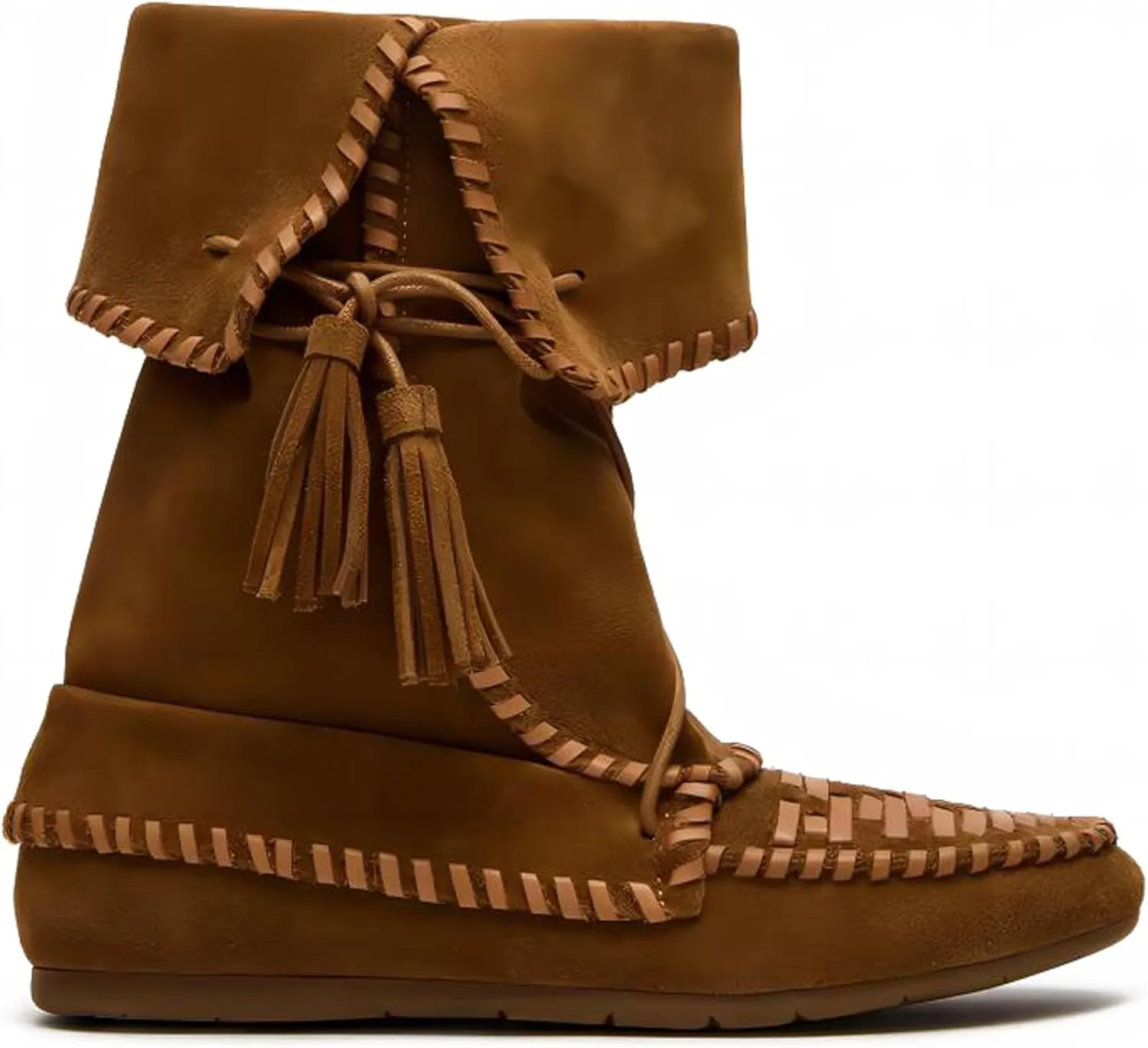 Boho Flat Ankle Boots Bohemian Fold Over Western Cowboy Fringe Boots Country Conerts Cowgirl Booties Casual Tassel Shoes