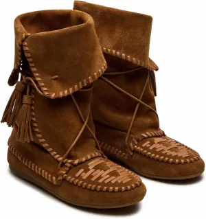 Boho Flat Ankle Boots Bohemian Fold Over Western Cowboy Fringe Boots Country Conerts Cowgirl Booties Casual Tassel Shoes