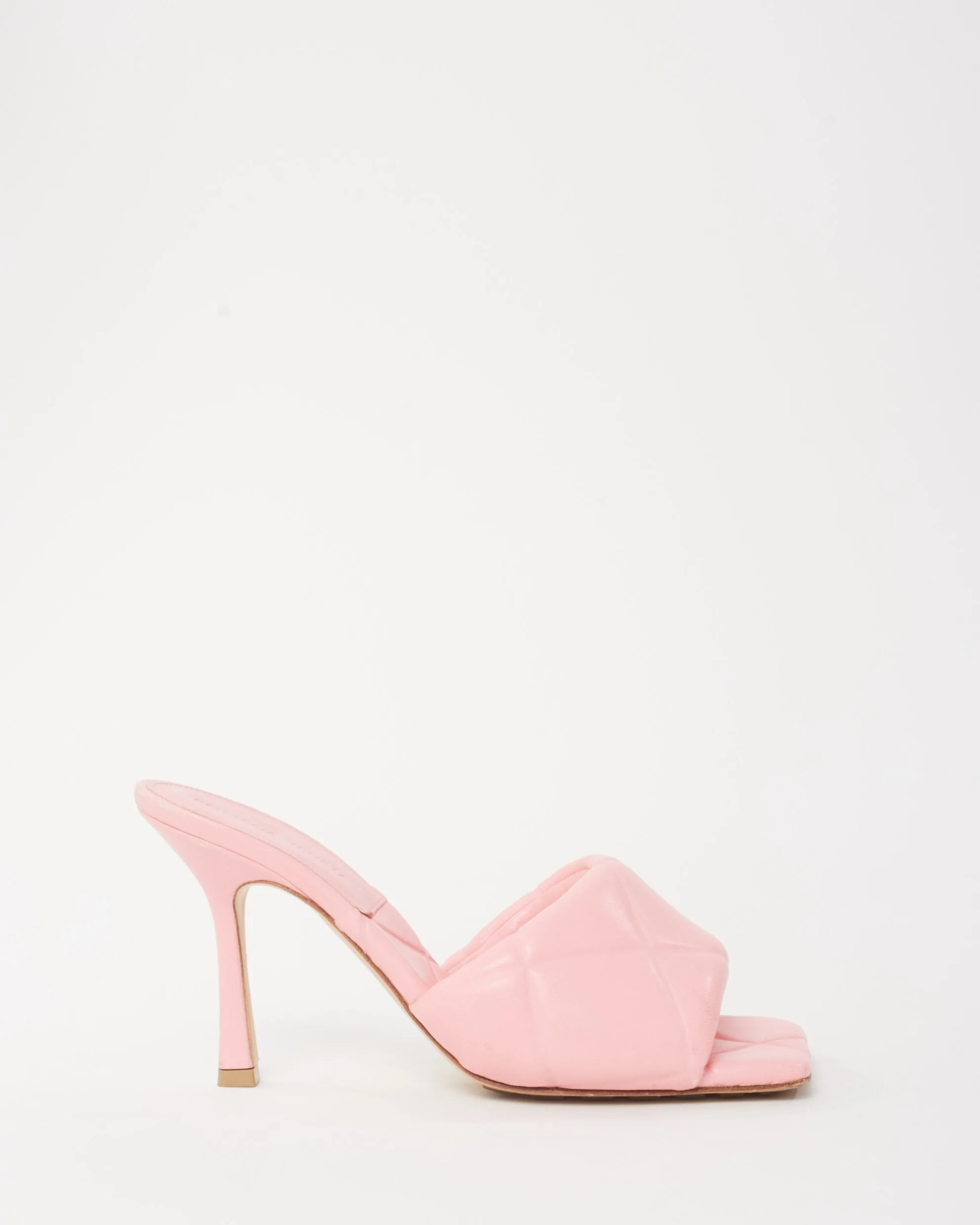 Bottega Veneta Pink Leather Padded Mule Heeled Sandals - 37.5