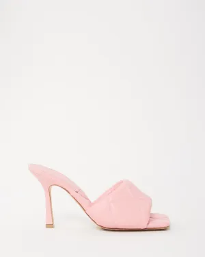 Bottega Veneta Pink Leather Padded Mule Heeled Sandals - 37.5