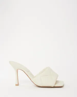 Bottega Veneta White Leather Padded Mule Heeled Sandals - 37.5