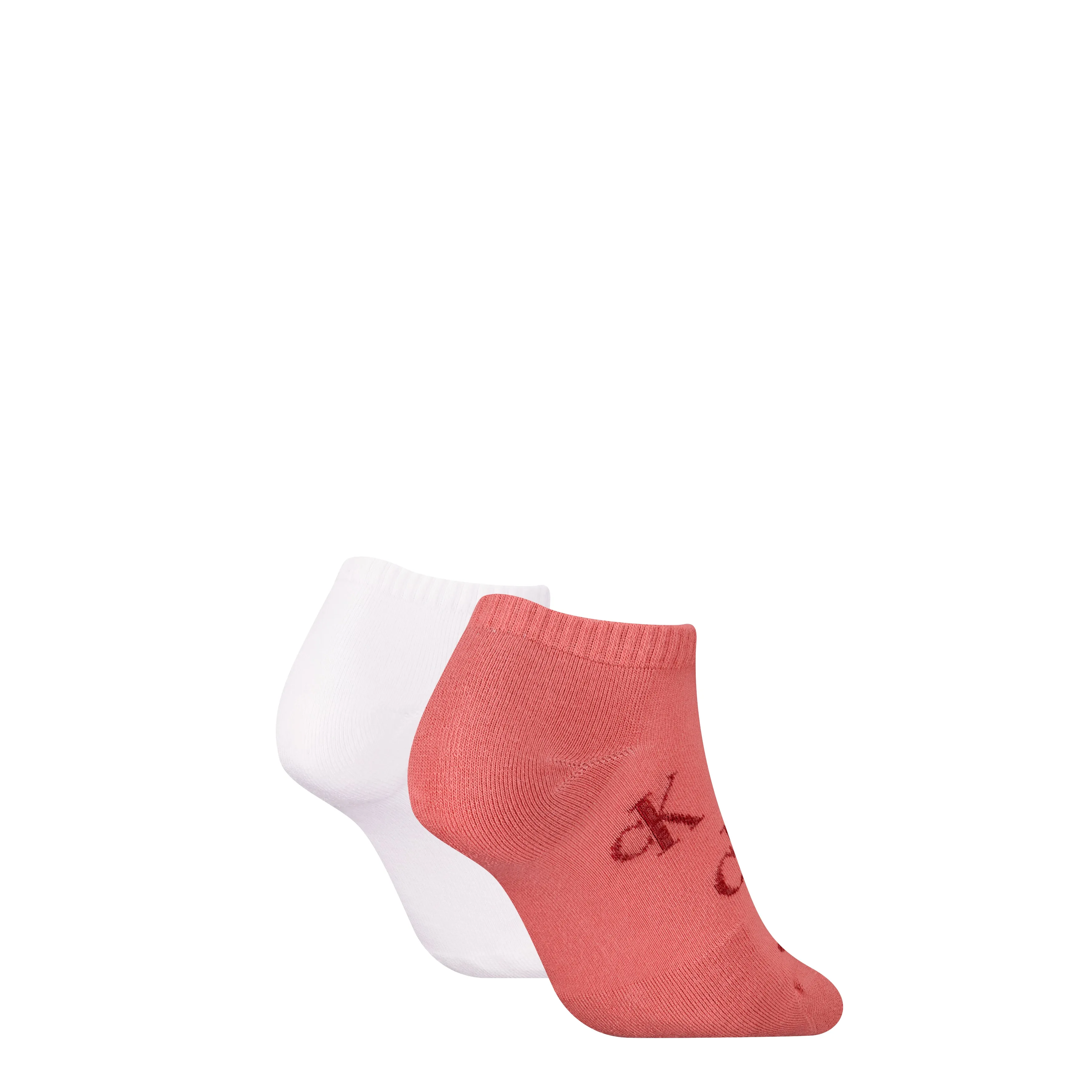 Calvin Klein 2 Pack Trainer Womens Ankle Socks Pink/White