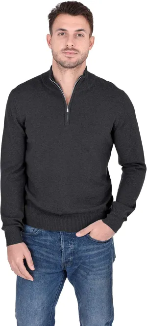 Cashmeren Men’s Mock Neck Half Zip Polo Sweater 100% Pure Cashmere Long Sleeve High Neck Pullover