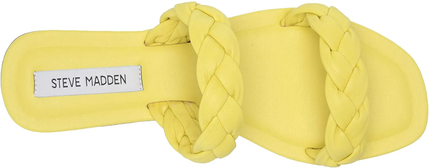 Chic Braid Yellow Flats Dependable Chunky Detail Steve Toe-Straps Persia Madden Double