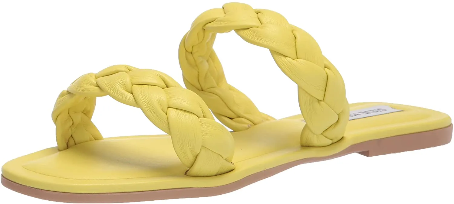 Chic Braid Yellow Flats Dependable Chunky Detail Steve Toe-Straps Persia Madden Double